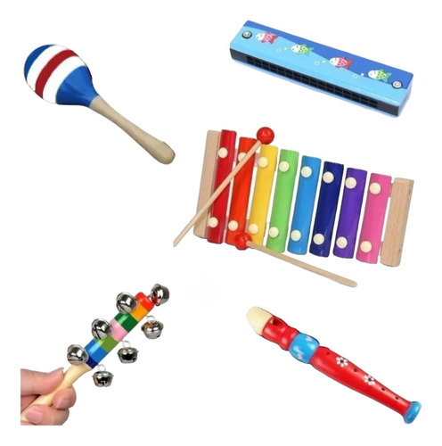 Juguetes Didácticos De Madera Musicales Para Niños Pack 5..