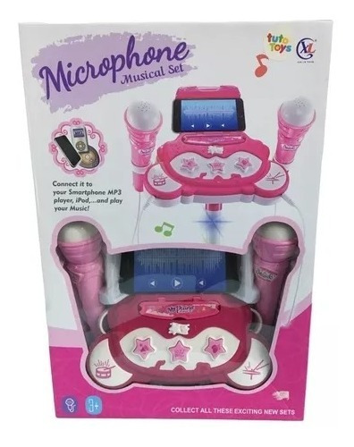 Microfono Karaoke Doble Infantil Niñas Mp3 Efectos