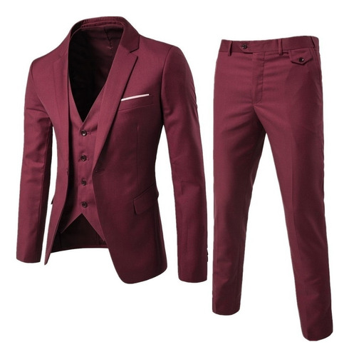 Blazer De Boda De Fiesta Slim-fit De Tres Piezas Para Hombre