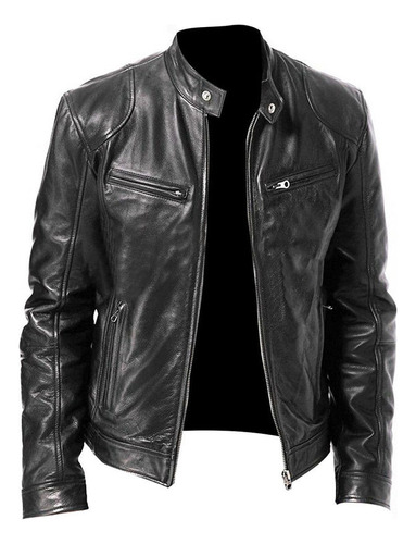 Chaqueta Casual Impermeable De Cuero Para Moto Para Hombre