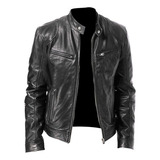 Chaqueta Casual Impermeable De Cuero Para Moto Para Hombre