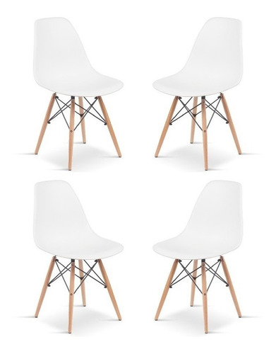 Sillas Eames Comedor X4 Color De La Estructura De La Silla Blanco Color Del Asiento Liso Diseño De La Tela Liso