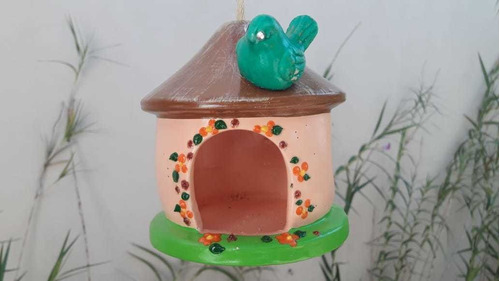 Casa De Passarinho Em Cerâmica Decoração JardimPássaros 