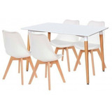 Juego De Comedor Mesa Madera Rectangular 140 + 6 Silla Tulip