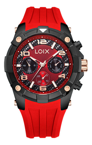 Reloj Loix Hombre La2140-4 Rojo Con Caja Pavonada