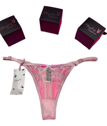 Tanga Sexy Encaje Rosa Azul T. U Play Boy Art 2440