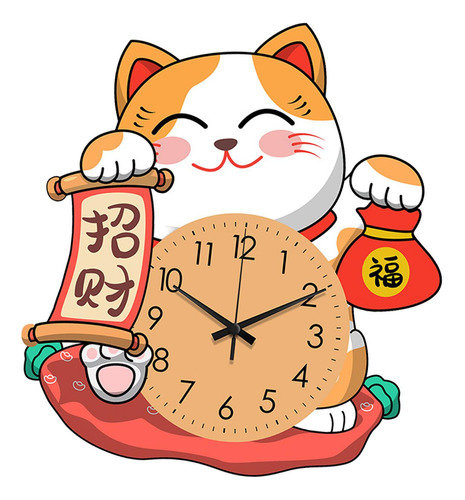 Reloj De Pared Decorativo Con Diseño De Gato De La , L