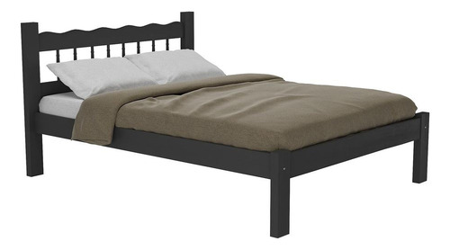 Cama Casal Mad Maciça Para Colchão Capri Multimóveis Vcr4140 Cor Preto