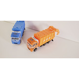 1:64 Camion De La Basura Escala Real Naranja Y Azul 