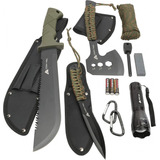 Machete Kit 12 Piezas Hacha Paracord Camping Lampara Cuchill