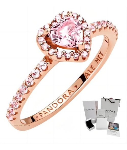 Anel De Coração Em Relevo Rosa Pandora Inclui Kit De Present