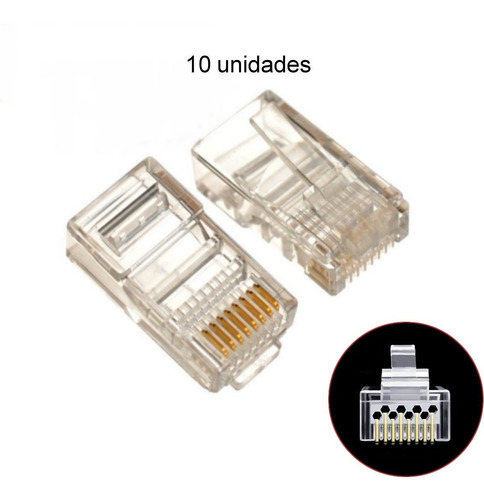 10 Conectores Rj-45 Plásticos Cat6 