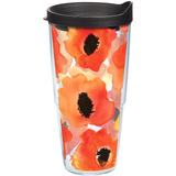 Tervis Acuarela Poppy Vaso Con Envoltura Y Tapa Negra 24onza