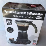 Cafetera Espresso Portátil Para 3 O 6 Tazas Color Negro.