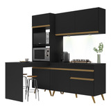 Cozinha Compacta 4pç C/ Leds Mp2026 Veneza Up Multimóveis Pt Cor Preto