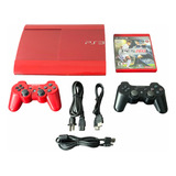 Playstation 3 Super Slim 500gb Vermelho Completo Game Sony