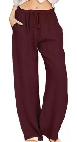 Pack 3 Pantalones Casuales Unicolor Para Mujer Lino 