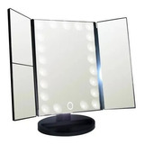 Espejo Con Luz Led Tríptico P/ Maquillaje Color Negro E152