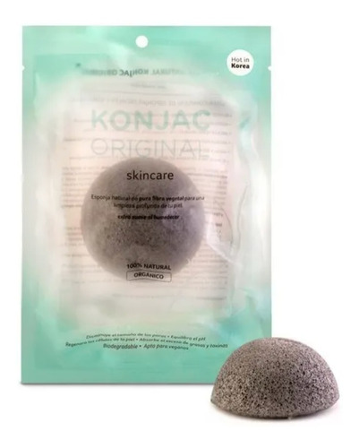 Konjac Esponja Facial Negra Con Cenizas De Bambu Natural