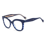 Oculos De Grau Carolina Herreira Ch 0018 Pjp 4819 R Azul Mar