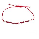 Pulsera Cristal Cordón Rojo Bolitas Plata Fina 925