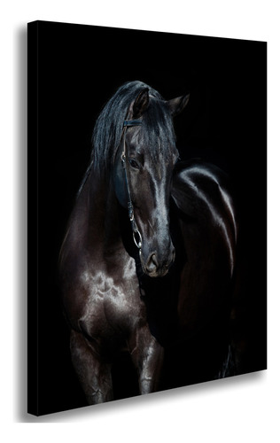 Quadro Cavalo Negro Decorativo Sala Quarto Grande Tela Luxo