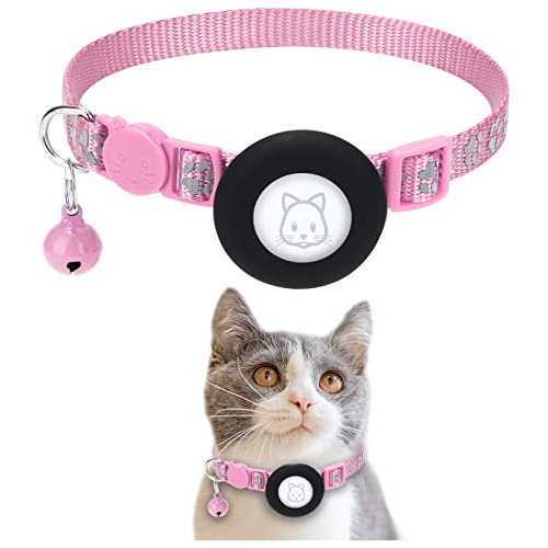 Collar Gato Porta Airtag, Reflectante Mascotas Pequeña...