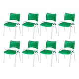 Kit 8 Cadeira Iso Base Branco Escola, Igreja Verde