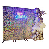 Alquiler Shimmer Wall + Cartel Neon Panel Lentejuelas Cumple