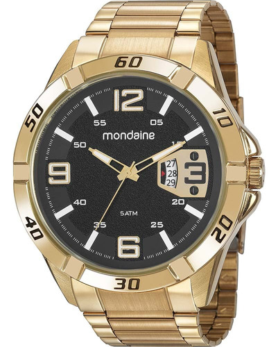 Relógio Mondaine Masculino Dourado Luxo Prova Dágua Original