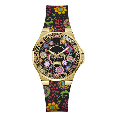 Reloj Calaverita Guess Dia De Muertos Mujer Dama Negro Dorado Dorado | Meses sin interés