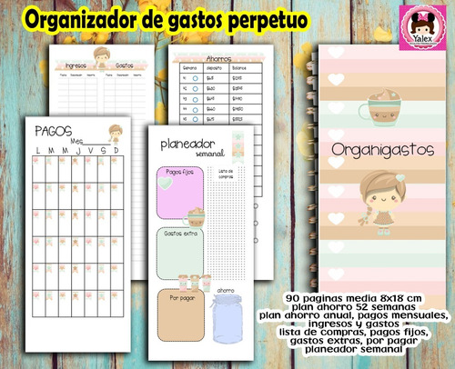 Kit Imprimible Organizador De Gastos Perpetuo Editable Nena