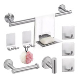 Juego De Accesorios Para Baño De 304 Acero Inoxidable 9 Pzs Color Plateado