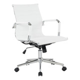 Cadeira Diretor Manhattan Branco Aço Couro 95x56x60cm Fratin