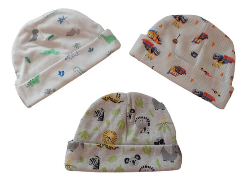 Gorros Para Bebés Algodón Set X 3  / 6-12 Meses 