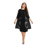 Vestido Fiesta Talla Grande  Negro Vg 48