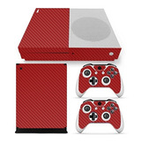 Skin Autoadherible Para Xbox One S Fibra Carbono Rojo