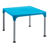 Mesa Plástica De Jardin Lupe 72x72 Cm Exterior Intemperie Hogar Patas De Acero Color Celeste