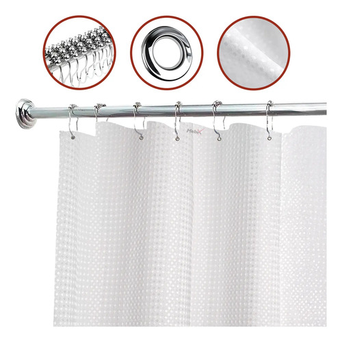Cortina De Baño 200x200cm+ganchos Con Calidad De Hotel