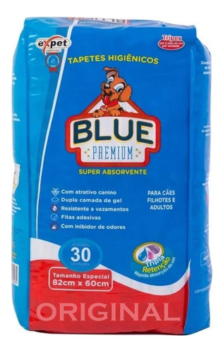 Tapete Higienico Blue 30 Unidades 82x60 Cães Otima Absorção