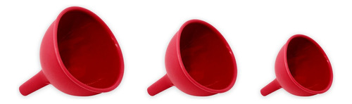 Conjunto 3 Funis De Silicone Oikos Cor Vermelho Tamanho U