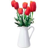 Ramo De 7 Tulipanes Flor Artificial Real Follaje Decorativa