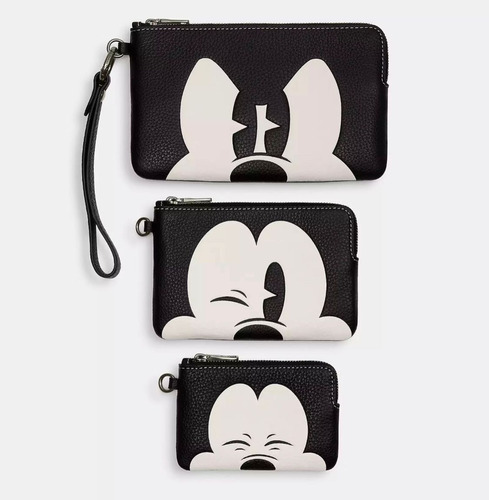 Trio De Carteras Disney Coach Mickey Mouse Nueva Y Original 