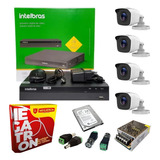 Kit 4 Câmeras Hd 1mp Visao Noturna Dvr Intelbras 500gb Fonte