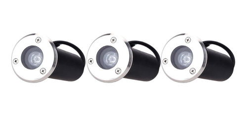 Pack 3 Focos Led Piso 1w Exterior Luz Cálida/fría - Sumatel