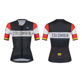 Jersey Ciclismo M/c Mujer Gw Colombia Negro Rojo