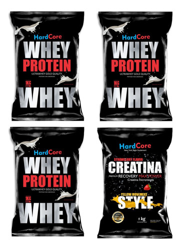 3k Whey Protein Hardcore + 1k De Creatina Upcross 