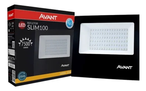 Kit 2 Refletor Led Avant 100w Branco Quente