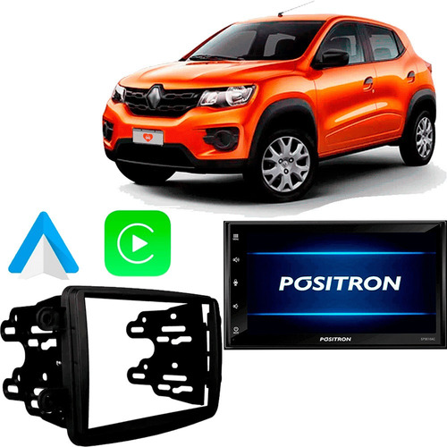 Central Multimidia Positron Sp9010ac Kwid Todos Preto