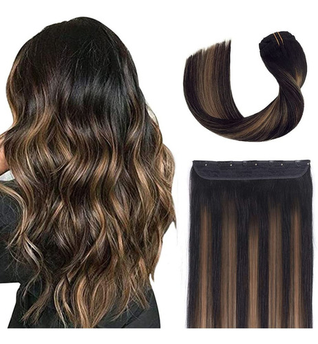 Extensiones Cabello Natural 16in 1pz 70gr Negro Balayage